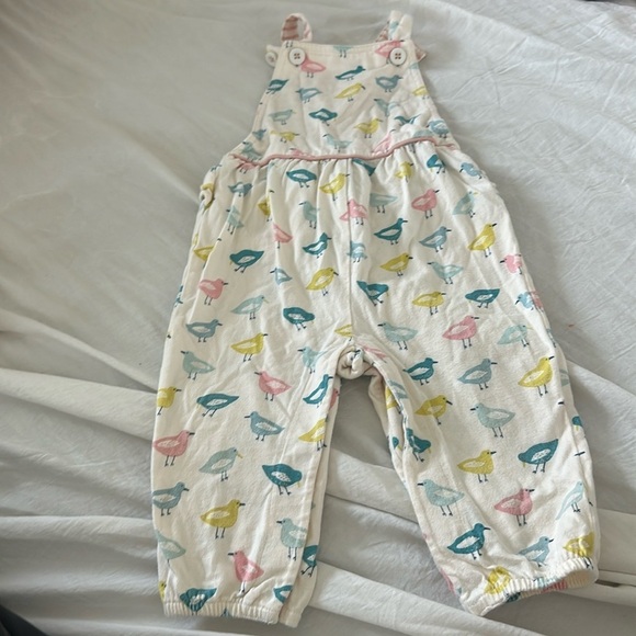 Baby Boden Mini Bird Ruffled Bottom Overalls Size 6/12m - Picture 1 of 4